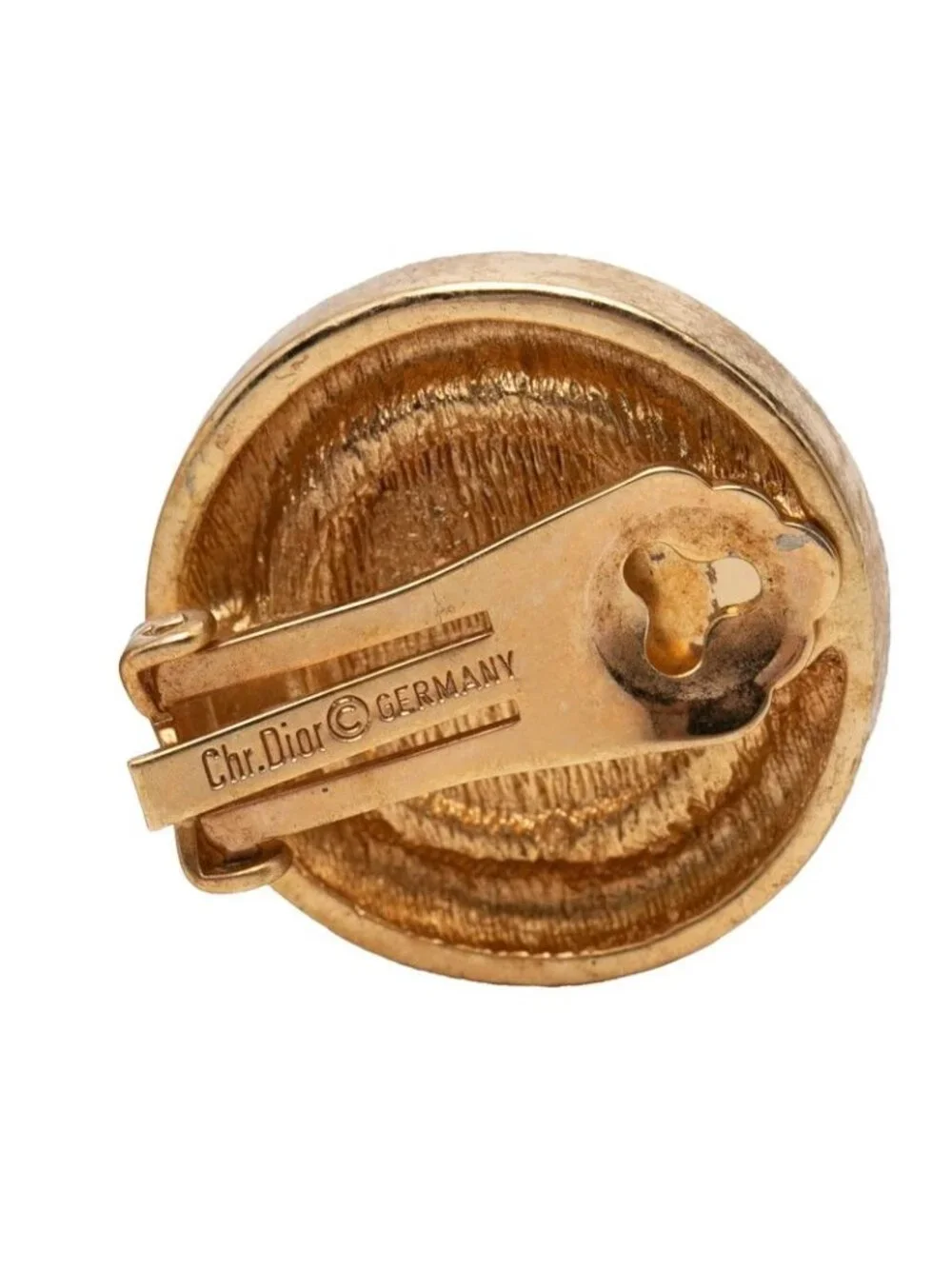 Dior Cdlogo Earrings Gold Plated Line Stone - Picture 3 of 3